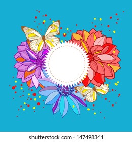 Design element with flowers and butterflies