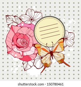 Design element with flowers and butterflies