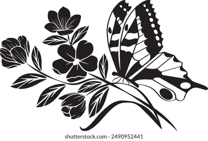 Design Element Blumen mit Schmetterling 2