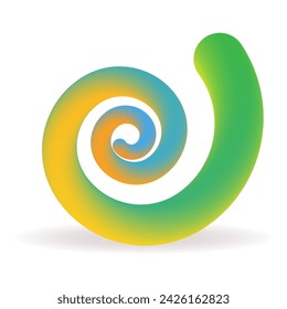 Elemento de diseño en forma de rizo de color retorcido en espiral. 3 D. Ilustración vectorial.