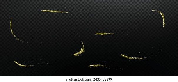 Design element in the form of flying green or emerald comets, wind, dust. Evocation of ecology, purity, nature. Pleasant air, perfume, aroma, floral dust. Vector illustration.