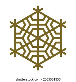 Design element in the form of a snowflake. Traditional Japanese craft Kumiko
