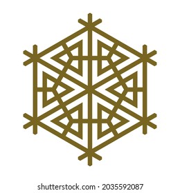 Design element in the form of a snowflake. Traditional Japanese craft Kumiko