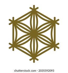 Design element in the form of a snowflake. Traditional Japanese craft Kumiko