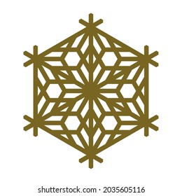 Design element in the form of a snowflake. Traditional Japanese craft Kumiko