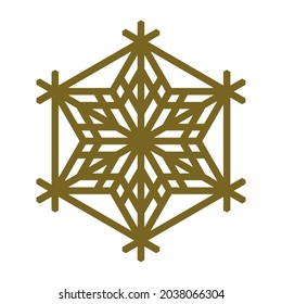 Design element in the form of a snowflake. Traditional Japanese craft Kumiko