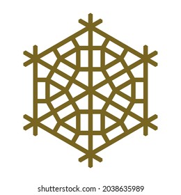 Design element in the form of a snowflake. Traditional Japanese craft Kumiko