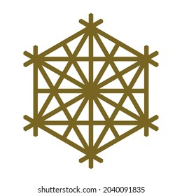 Design element in the form of a snowflake. Traditional Japanese craft Kumiko
