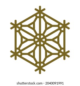 Design element in the form of a snowflake. Traditional Japanese craft Kumiko