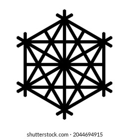 Design element in the form of a snowflake. Traditional Japanese craft Kumiko
