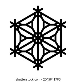 Elemento de diseño en forma de copo de nieve. Kumiko, artesanía japonesa tradicional