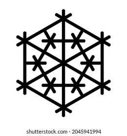 Design element in the form of a snowflake. Traditional Japanese craft Kumiko