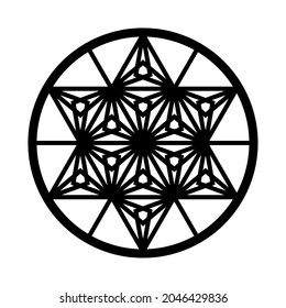 Design element in the form of a snowflake. Traditional Japanese craft Kumiko