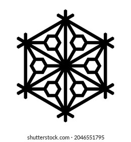 Design element in the form of a snowflake. Traditional Japanese craft Kumiko