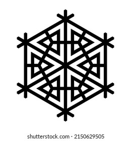 Design element in the form of a snowflake. Traditional Japanese craft Kumiko