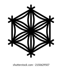 Elemento de diseño en forma de copo de nieve. Kumiko, artesanía japonesa tradicional