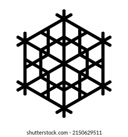 Design element in the form of a snowflake. Traditional Japanese craft Kumiko