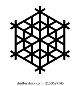Design element in the form of a snowflake. Traditional Japanese craft Kumiko