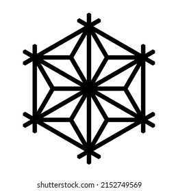 Elemento de diseño en forma de copo de nieve. Kumiko, artesanía japonesa tradicional