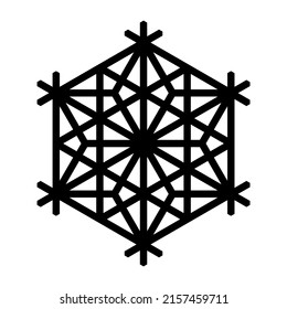 Design element in the form of a snowflake. Traditional Japanese craft Kumiko