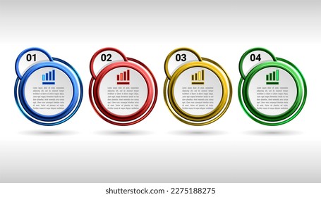 Design element for a four-step infographic timeline by circle. Moreover, a graph symbol illustrating the hierarchy at each stage is included. business concept can be used for layout, workflow