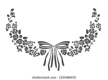 design element frame flower bow victorian vector