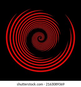 Design element for frame, logo, tattoo, web pages, prints, posters, template, abstract vector backgrounds. Circle red lines isolated on black background. Op art. Optical illusion.