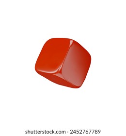 Design element for gambling or business project: 3D vector illustration of red dice. Empty fields of which are shown from different sides on an isolated background.