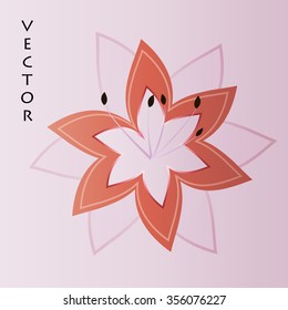 design element , gentle pink flower with outlines