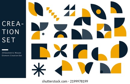 Vektor-Set für die Erstellung geometrischer Mosaikformen von Design-Elementen
