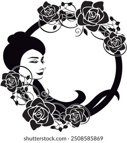 design element girl flourishes frame