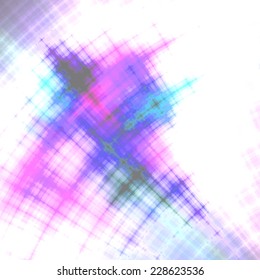 Design element with glowing rectangle particles arranged in a curve.