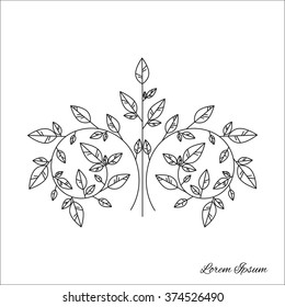 Design element - graphic drawing of a brunch with leaves