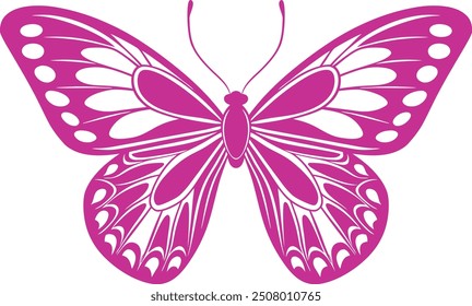 Design Element for Greeting Cards and Business Card Designs. Sparkling Butterfly with pink color. Spring Holidays Decoration Design Element. Butterfly shapes on white background for decorative design.