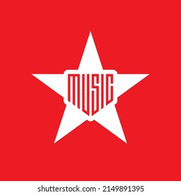 Design element or icon with inscription "Music". Music Star. Award.