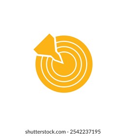 Design element illustration target button in orange flat design. Bullseye icon. Bullseye icon. . Target icon button for various purposes
