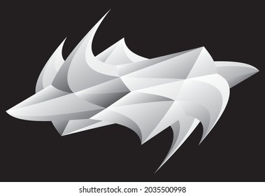 Design element with imitation of stone carving. Vector illustration