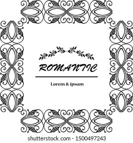 Design element for invitation romantic, with ornate pattern of flower frame. Vector