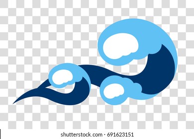 Design element - isolated blue sea wave with foam. Vector illustration