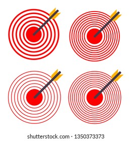 Design element. Isolated icon vector red ring Target. Circle symbol Successful shoot. Vector illustration EPS10 for presentation, Concentric Flat & Trendy logo on White background for Darts target aim