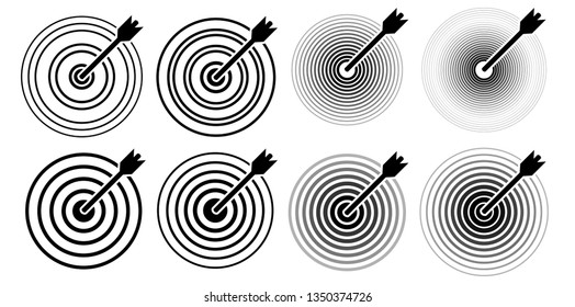 Design element. Isolated icon vector black ring Target. Circle symbol Successful shoot. Vector illustration EPS10 for presentation, Concentric Flat and Trendy logo on White background for Darts target