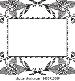 Design element isolated on a white backdrop, pattern flower frame for decoration invitation card. Vector