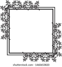 Design element isolated on white background, with drawing of floral frame, design of various card. Vector