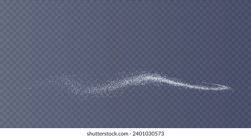 Design element for kitchen, bakery, advertising, video. Powder sugar explosion or splash png, falling flour, salt powder falling gently. Top view 3d effect	
