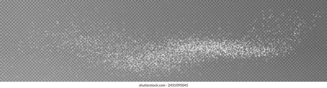 Design element for kitchen, bakery, advertising, video. Powder sugar explosion or splash png, falling flour, salt powder falling gently. Top view 3d effect	