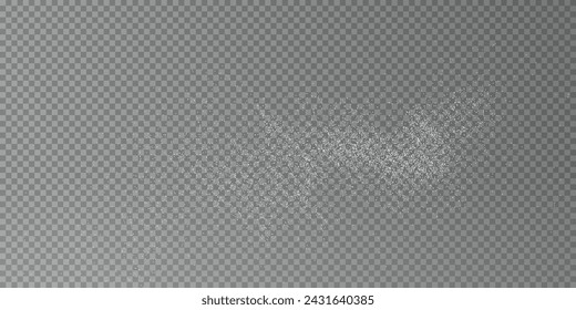 Design element for kitchen, bakery, advertising, video. Powder sugar explosion or splash png, falling flour, salt powder falling gently. Top view 3d effect	
