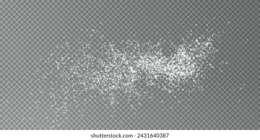 Design element for kitchen, bakery, advertising, video. Powder sugar explosion or splash png, falling flour, salt powder falling gently. Top view 3d effect	
