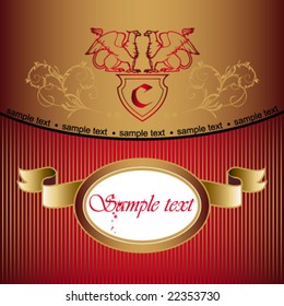 Design element. Label with red griffins