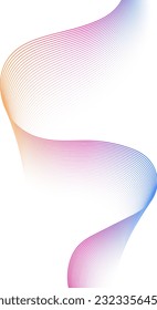 Design element. Many purple line circle ring waves. Abstract vertical wavy lines on white isolated background.	
