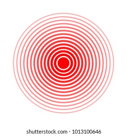 Design element many streak. Isolated bold vector red ring from thin to thick. Pain circle. Symbol throbbing pain. Vector illustration EPS 10 for your medical presentation. Transparent white background